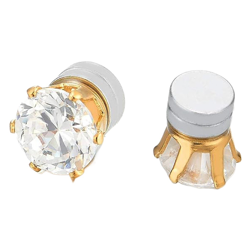 Cross-Border fashion non-pierced zircon earrings stainless steel magnet six-claw zircon earrings