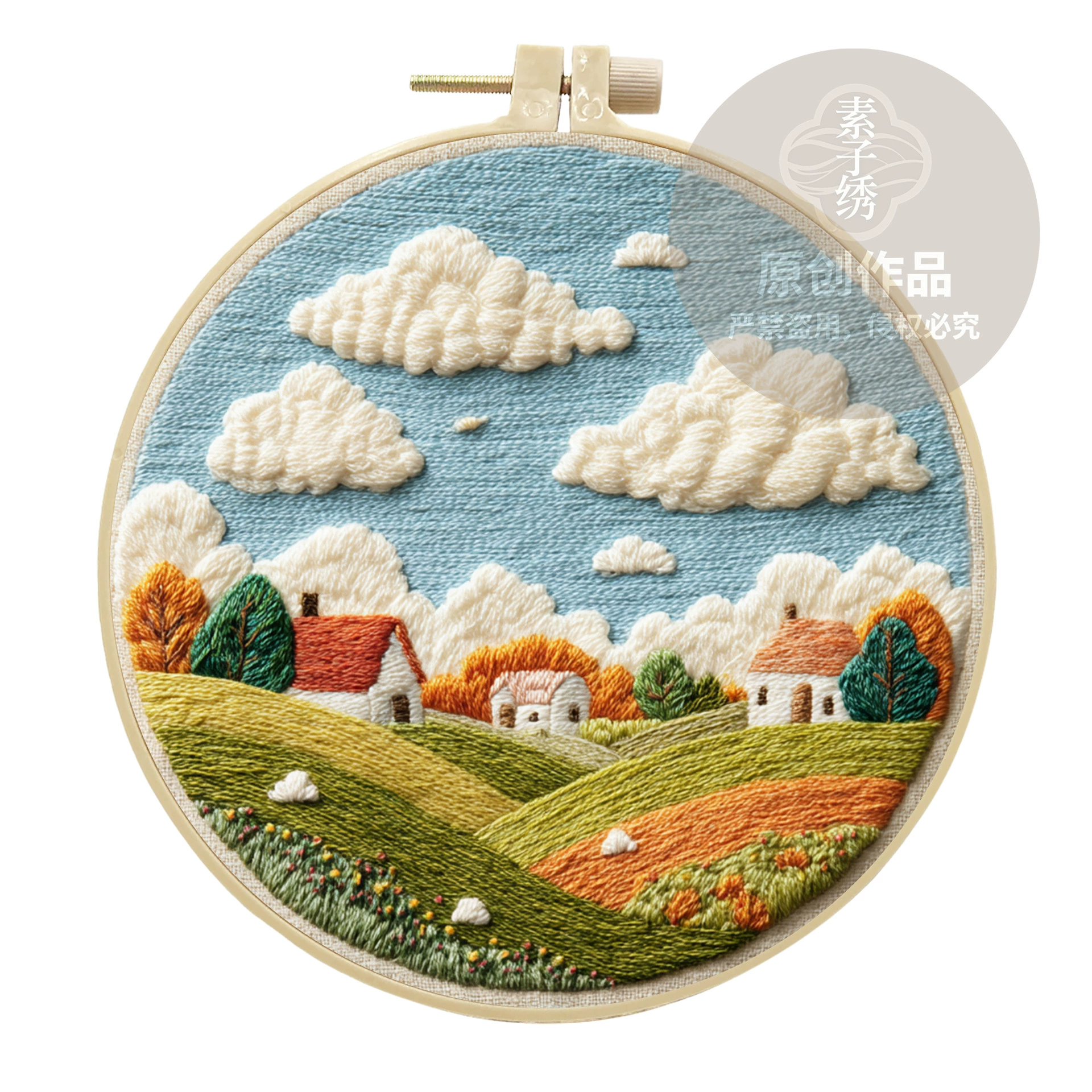 Genuine cloth, creative materials set, handmade, (Cross-border trading), with embroidery, English