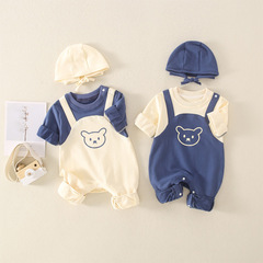Baby Bodysuit Autumn New Children's Patchwork Korean Version Onesie for Boys and Girls Newborn Baby Crawling Suit Trendy