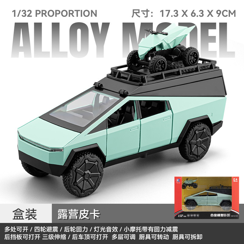 Modelo de Casa Rodante Tesla Pickup 1/32 de Aleación con Luz y Sonido