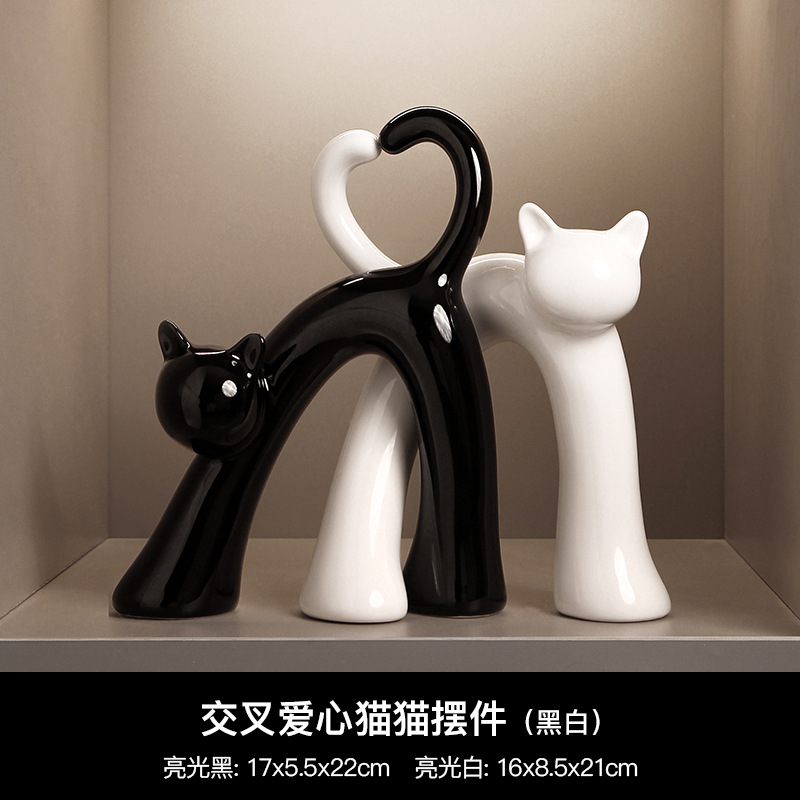 사랑 고양이 장식품 흑백