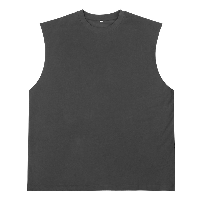 High Street marca de moda sin mangas deportes pesado chaleco suelto puño Chaleco de color sólido neutral hip hop chaleco