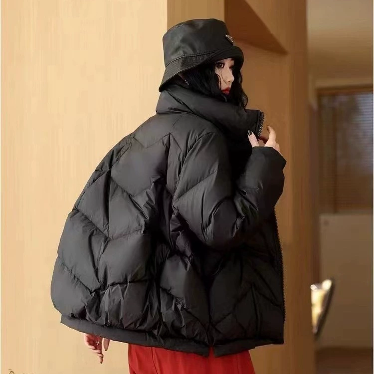 2024 Зимний новый корейский стиль модный свободный стройнящий воротник-стойка короткий белый утиный пуховик теплое пальто в западном стиле