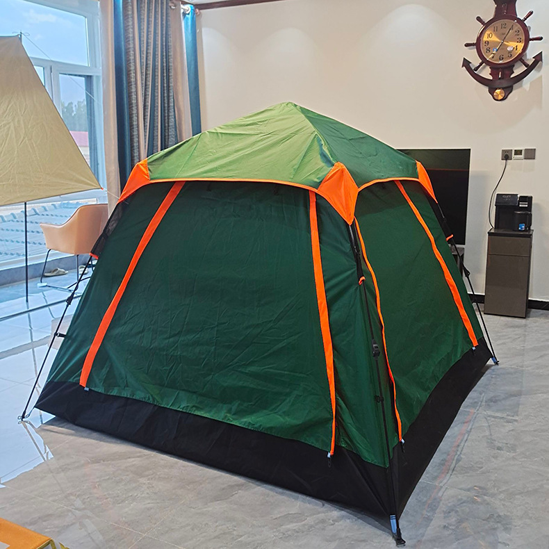 Outdoor Camping Tent Portable Quick-Open Tent for 3-4 People with Silver Coating Camping Tent Car-Mounted Folding Tent