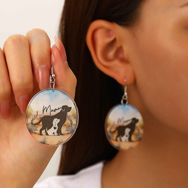 Boucles d'oreilles en acrylique avec lettres colorées de campagne MAMA, cadeau pour la fête des mères et des enseignants_voghion.com