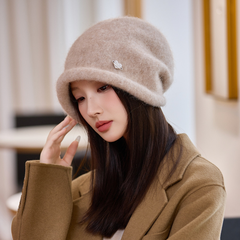 冬季帽子女款卷边时尚百搭显脸小针织帽爱心标户外保暖堆堆帽批发|undefined