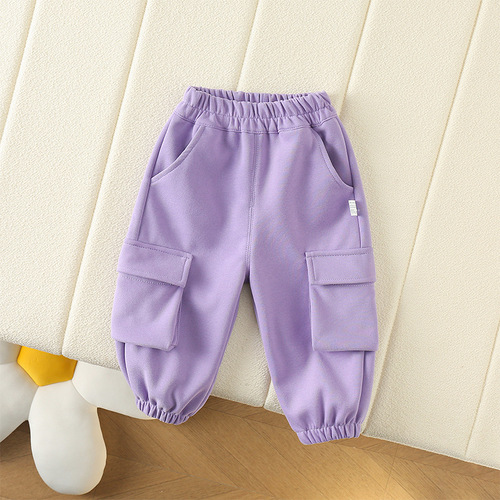 New children's casual fashionable loose girls' sportswear Korean version simple spring outerwear work pants