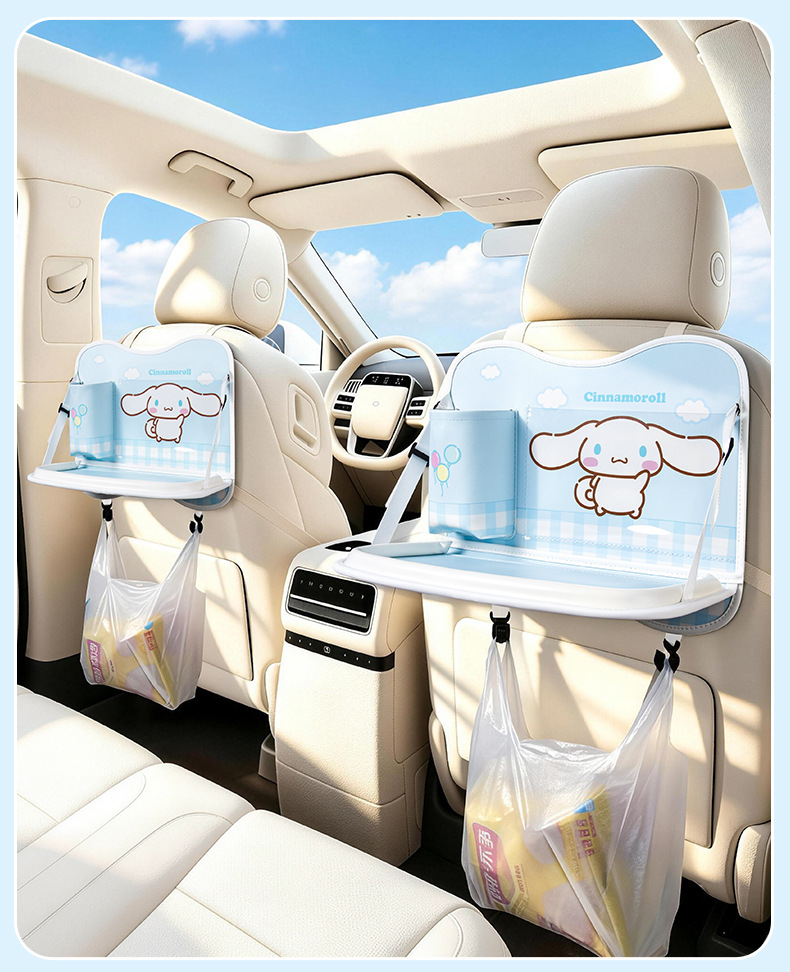 Car trash bag storage bag, car seat back bag, touch-screen transparent pocket storage bag, foldable dining table storage bag