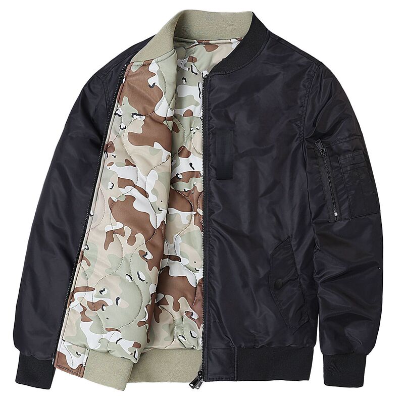 Military Camouflage Reversible Jacket Men's Autumn and Winter Thick Outdoor Flight Jacket Loose Couple Baseball Workwear
