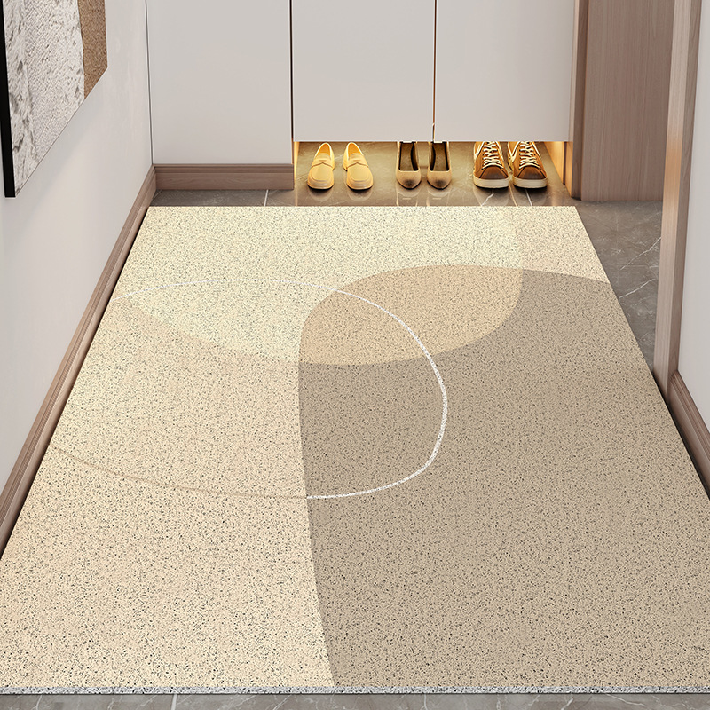 Estera de piso de anillo de seda simple de estilo japonés Líneas geométricas estera de piso de puerta de entrada antideslizante para el hogar estera de pie resistente a las manchas