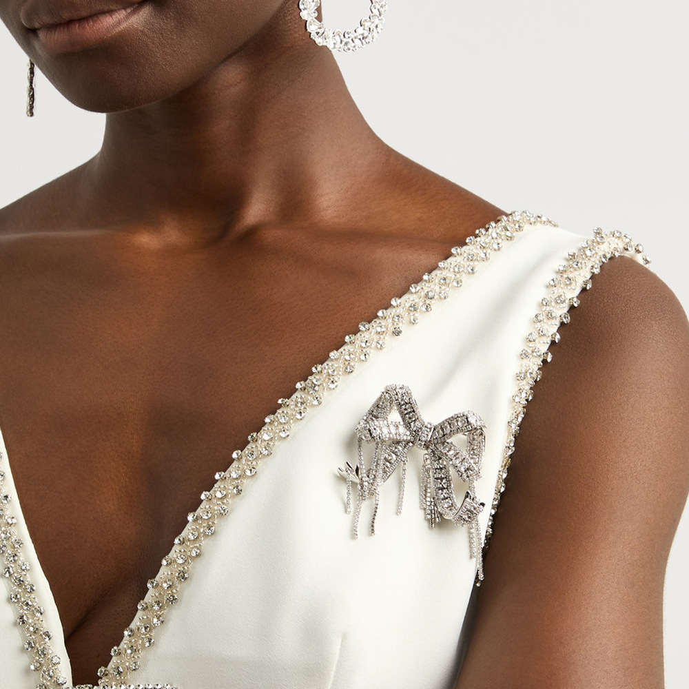 Nuevo diseño transfronterizo de broche de arco fringe diamante broche de nicho accesorios de vestido broche