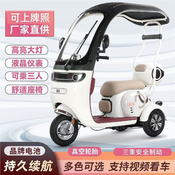New leisure electric tricycle comes with one-piece box car for adults and women to pick up children and the elderly tricycle scooter