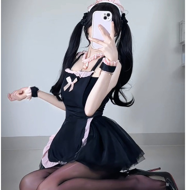 레이스 메이드복 + 블랙 거즈 스커트