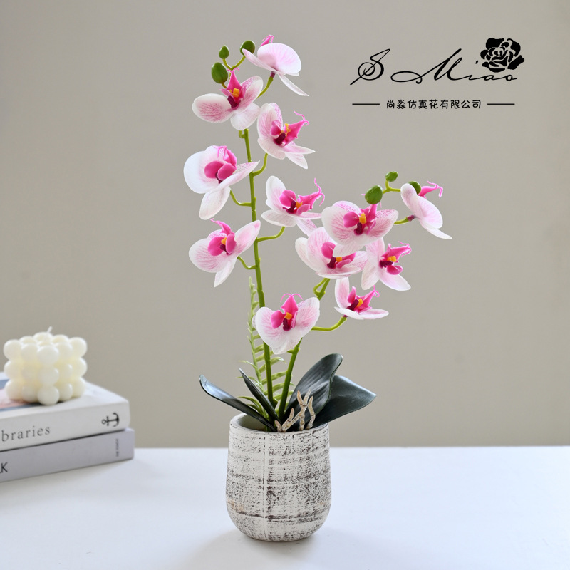 12 flores falsas sensación orquídea mariposa bonsai simulación de flores decoración interior adornos flores artificiales simulación de maceta image 10