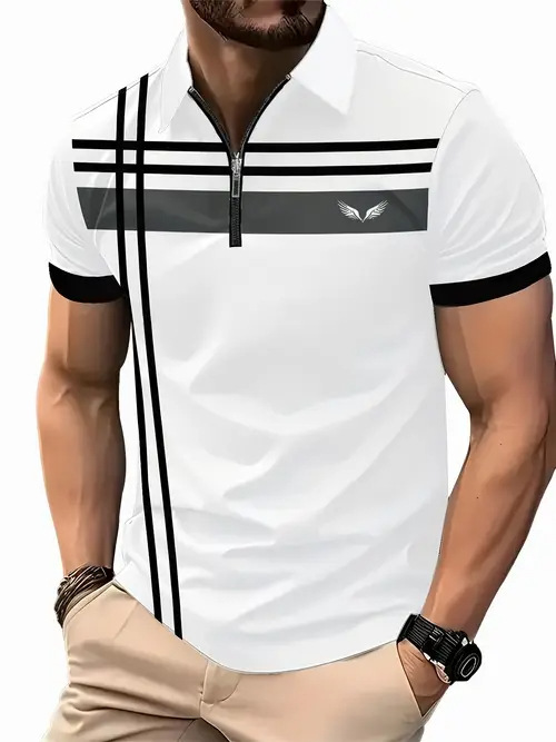 Transfronterizo 2025 nuevo estilo Amazon tendencia de la moda europea y americana casual todo-fósforo botón de manga corta camisa POLO impresión 3D
