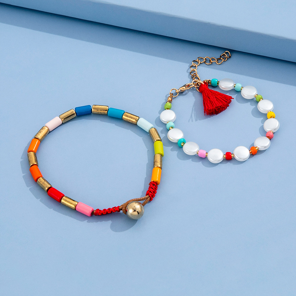 Bohemian Style neue Farbe Spleirohr Perlen Quaste Armband Mode zweiteiliges Setpicture4