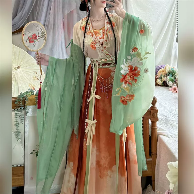 Zui Shige [Xing Yunmeng Ying] Оригинальный ханфу, южно-северный стиль, широкие рукава кисточкой, поясная юбка, комплект из семи предметов, изящный, феерический, моделирующий фигуру