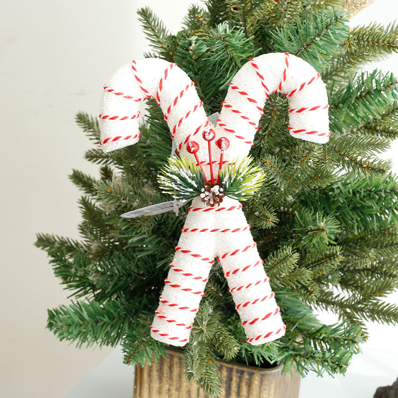 Comercio exterior espuma de Navidad polvo brillante muletas de Navidad sombrero de Navidad decoración de árbol de Navidad colgantes de ventanas vestido al por mayor