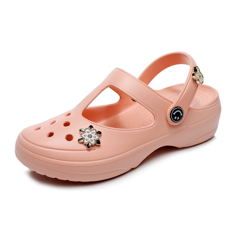 Туфли с дырками, женские сандалии, летняя садовая обувь на толстой подошве, нескользящая обувь на плоской подошве для беременных, Повседневная пляжная обувь Baotou