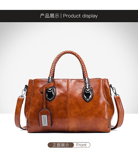 European and American retro women's bag trend, new cross-border hand-held shoulder crossbody bag made of oil wax leather for export, one piece, global consignment undefined