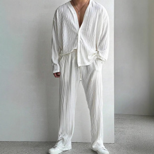 2025 Amazon New Men's Commuter suit Casual Button Shirt Long Sleeve Trousers Cool Men's Summer Outside