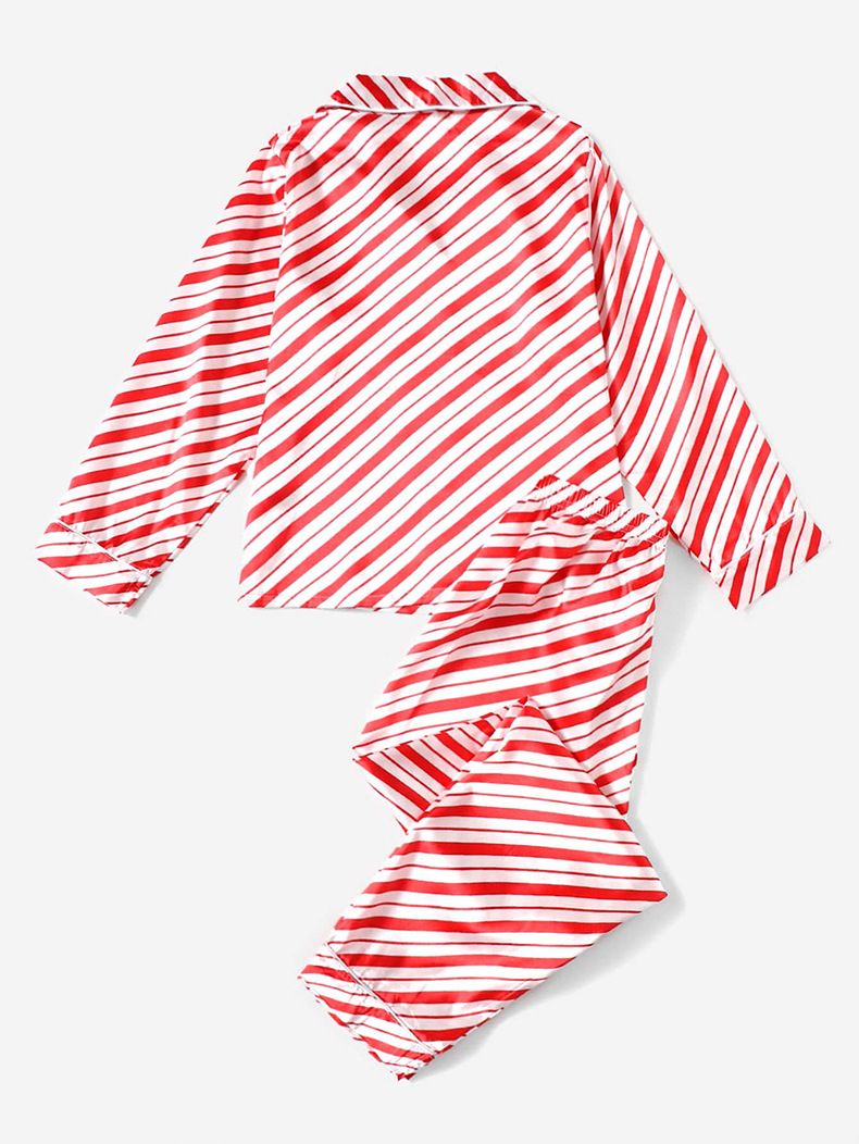 Straight Pants Pants Type Blouse Tops Type Family Look Stripe Printing Pant Co-ord Set Blouse Two-Piece Sets