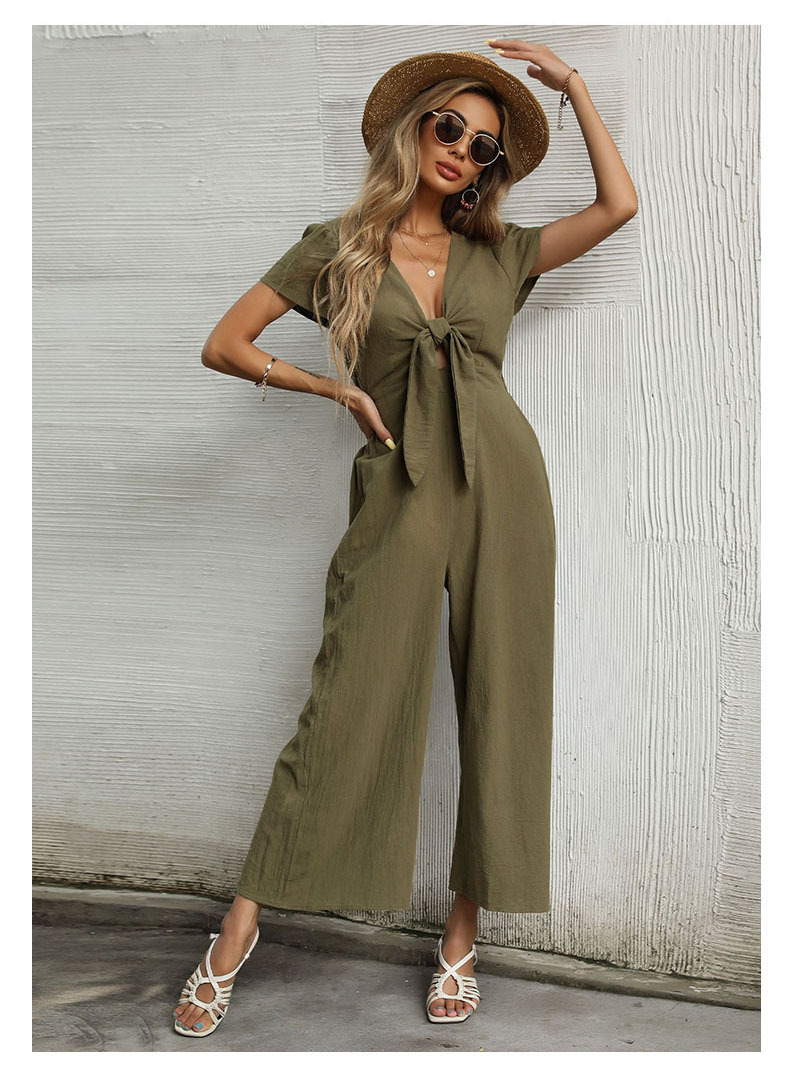 Women's Retro Streetwear Solid Color Ankle-length Patchwork Casual Pants Jumpsuits display picture 2