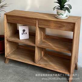 家用餐边柜老榆木客厅茶水柜瓷器书籍收纳架民宿多层落地置物木架