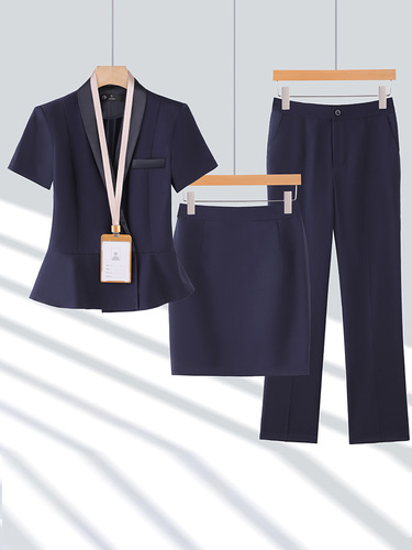 Women's Summer Short Sleeve Suit Set Professional Quality High-End Beauty Salon Health Spa Gold Shop Hotel Front Desk Workwear