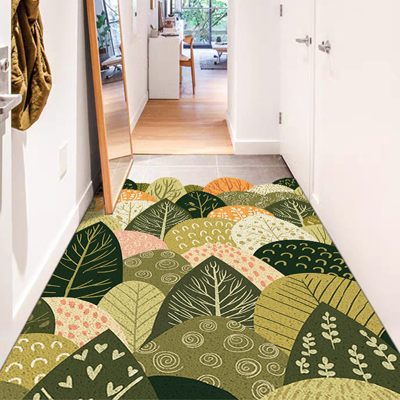 Green Plant Silk Circle Floor Mats, Home Entrance Door Floor Mats, Entrance Door Mats, Door Mats, Cuttable Pvc Floor Mats