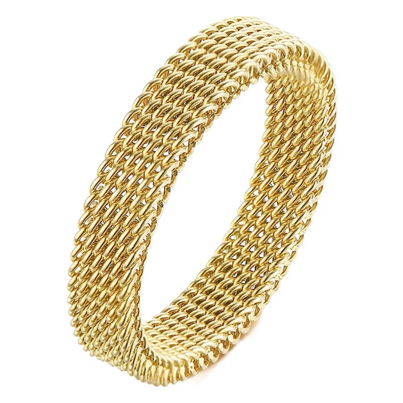 Directo de fábrica 4mm malla deformable anillo de moda todo fósforo diseño de acero de titanio anillo de acero inoxidable joyería