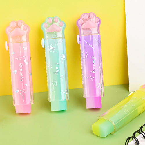 Cute cat paw fantasy jelly eraser for cleaning, retractable push-pull eraser without leaving any marks.
