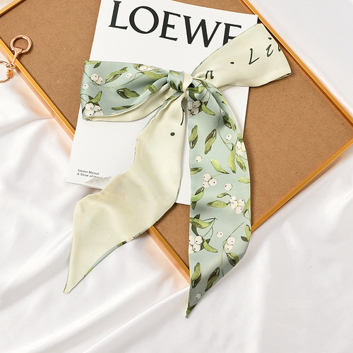 Silk scarf for women in spring and autumn, versatile decoration, fashionable double-sided headband, hair tie, hair tie, bag scarf