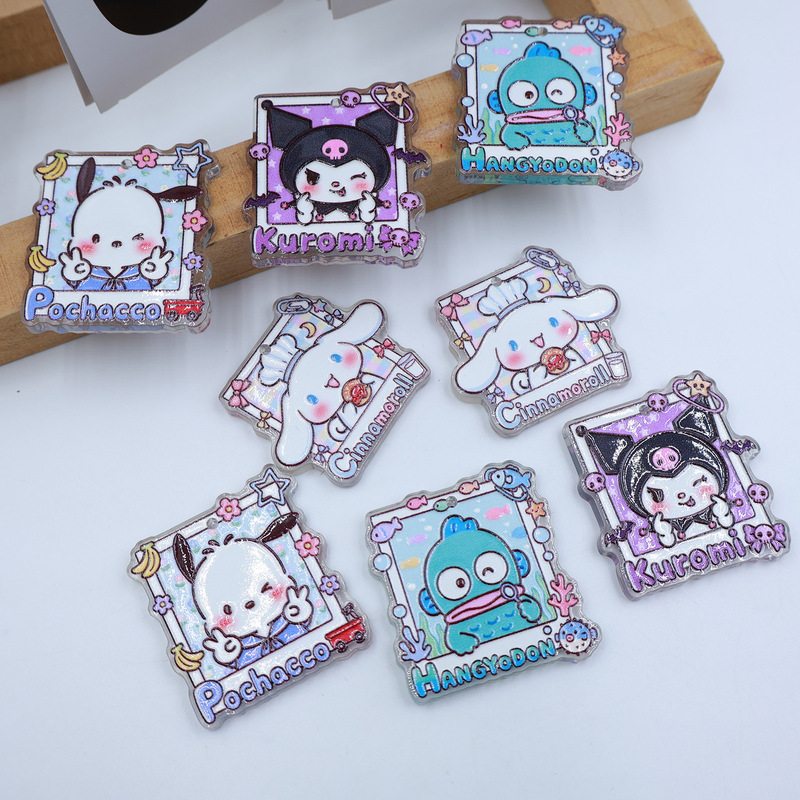 Sanrio Printed Embossed Sheet with Hanging Holes DIY Bag Pendant Car Hanging Ornament Beaded Phone Chain Keychain Accessory