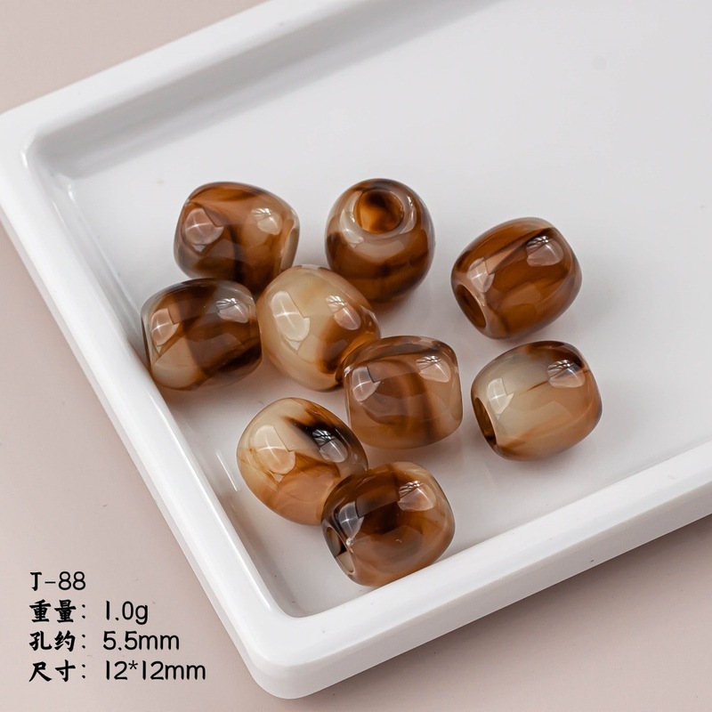 树脂不规则大孔晕染桶珠直孔珠服装泳装配饰吊坠散珠DIY饰品配件|undefined