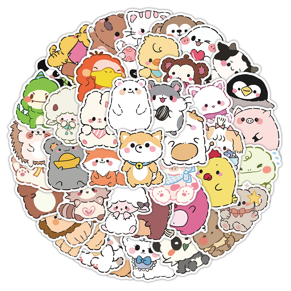 26g Weight 1 Set Quantity 60 Cute Cartoon Small Animal Graffiti Stickers Phone Case Tablet Luggage Decorative Waterproof Small Stickers