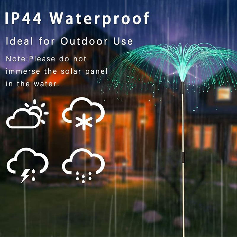 亞馬遜新款太陽能光纖LED水母插地?zé)魬敉馔ピ好獠季€草坪裝飾燈