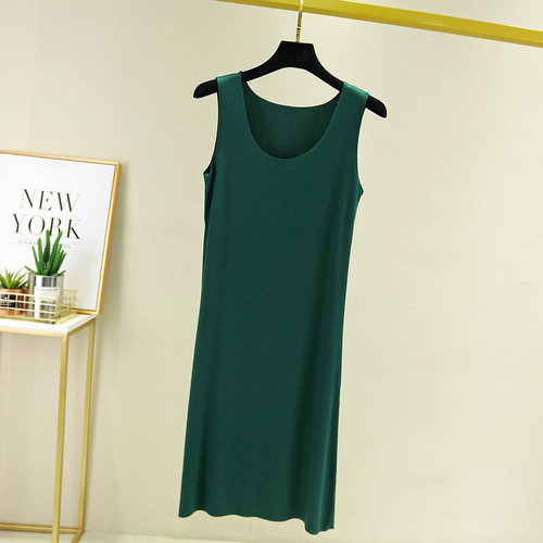 Modacell Thread Mask Face Women's Sleeveless Elegant Fitted Underwear Summer Medium Long Top-Up Dress