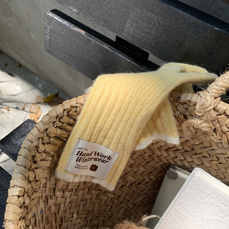 Guantes de invierno caliente pantalla táctil coreana dedo de moda para estudiantes al aire libre guantes de lana de punto a prueba de viento al por mayor