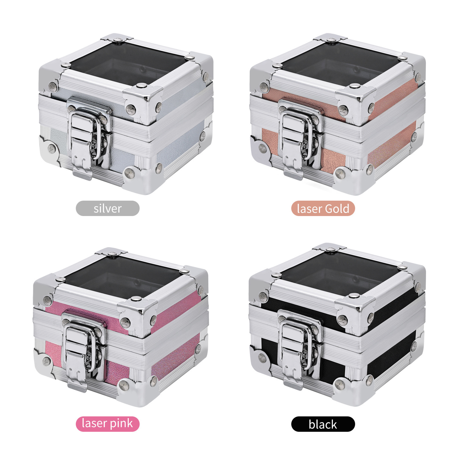 Caja de manicura de alta gama caja de aluminio 25 agujeros caja de cepillo de acabado de almacenamiento de acabado de escritorio portátil exhibición de artículos