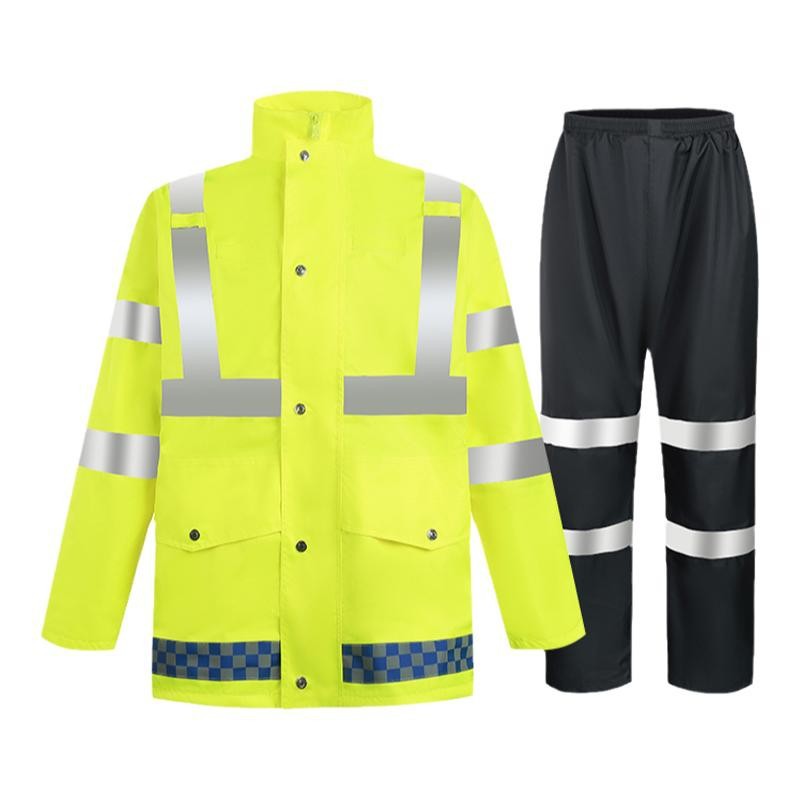 Soporte de impresión de tráfico reflectante de servicio chaqueta de lluvia pantalones de lluvia conjunto de motocicleta eléctrica chaqueta de lluvia dividida a prueba de tormenta