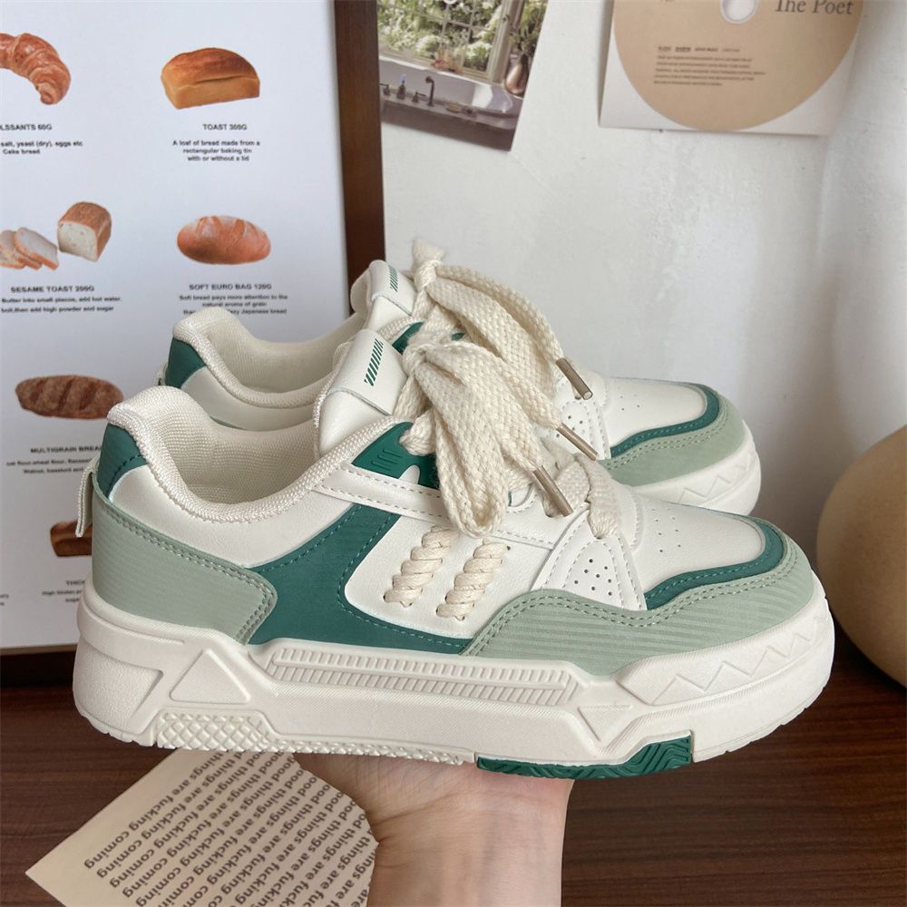 Women's Casual Sneakers Thick Sole Versatile White Shoes_voghion.com