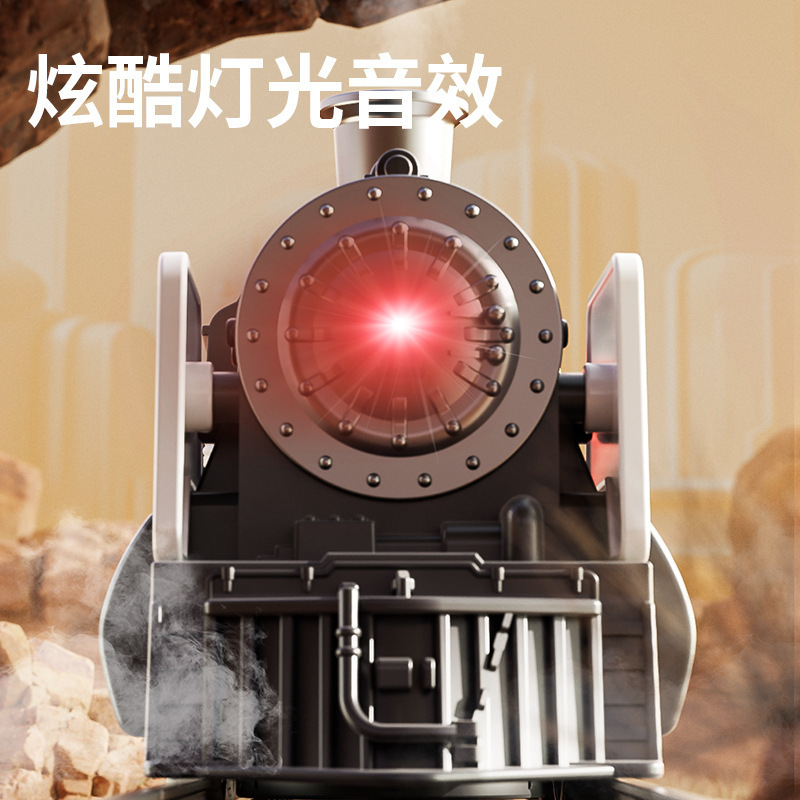 复古仿真儿童电动小火车万向蒸汽动车男孩红绿皮车模型生日礼物|undefined