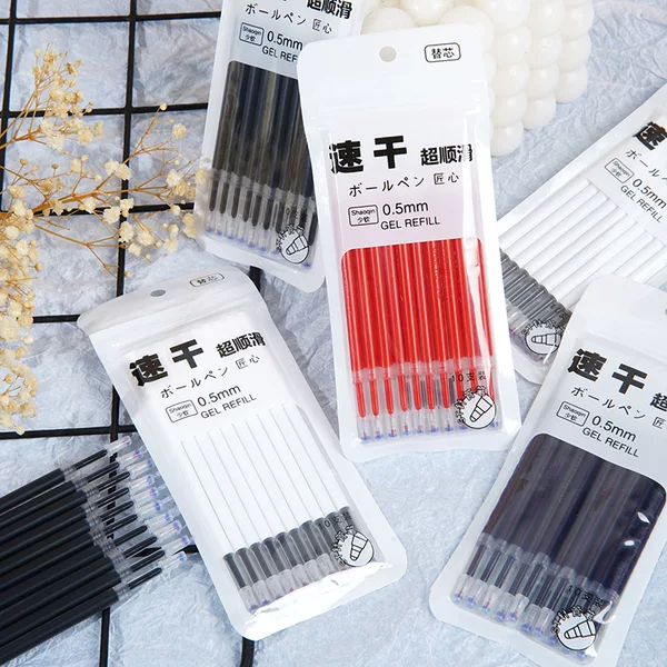 ST Head Press Refill Brush Pen Special Refill White Pen Large Capacity Quick-drying Neutral Refill Black 0.5mm