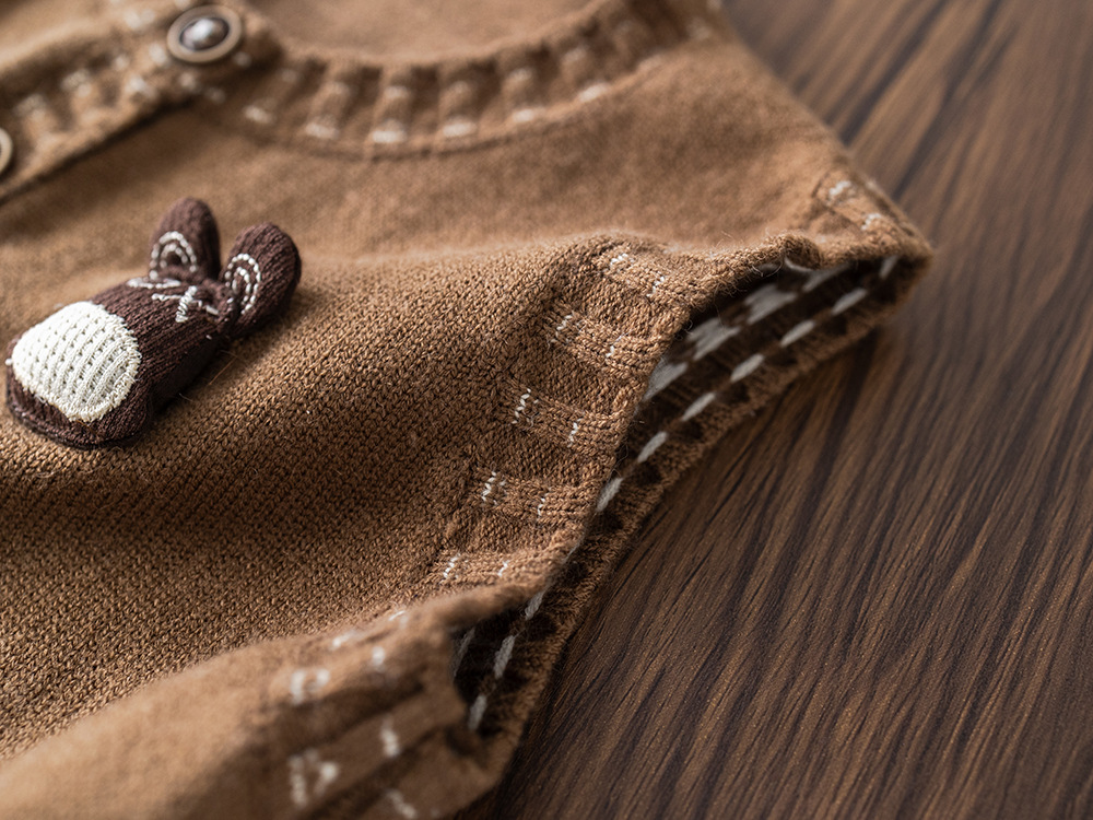 Bos' Spring And Autumn 2025 New Fashionable Children's Stlish Bab 3D Bear Head Cardigan Sweater Three-Piece Set_voghion.com