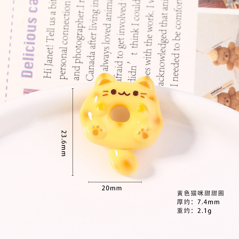可爱小猫甜甜圈食玩树脂diy饰品配件奶油胶手机壳冰箱贴手工制作|undefined