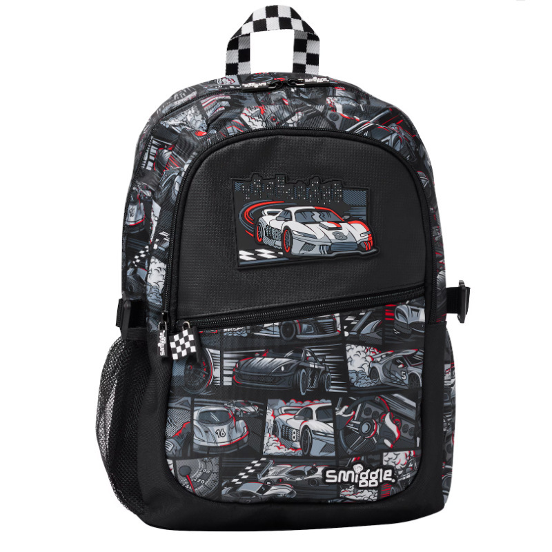 Black no. 8 sports car large schoolbag (42*30cm)