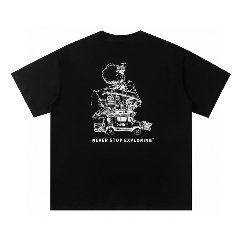 NTノースフェイスの純綿Tシャツの正しいバージョン、男性と女性用、カップル向けの同じスタイル、トレンディなプリント、幅広で多用途、カジュアル半袖|undefined