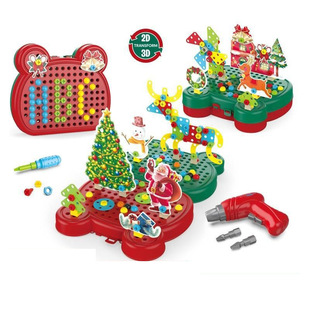 Cross-Border Christmas Theme DIY Screw Assembly Tool Box Set Baby Handmade Disassembly Educational Toys