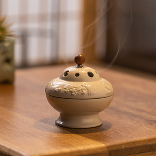 Yanshan Grass Ash Ceramic Indoor Incense Burner Sandalwood Incense Burner Creative Table Decoration Incense Burner